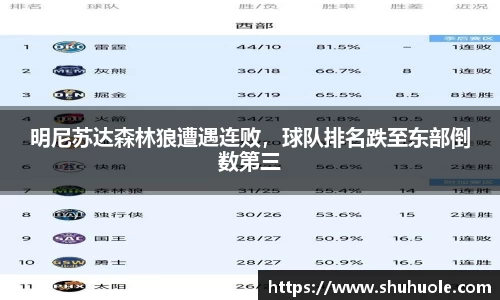 明尼苏达森林狼遭遇连败，球队排名跌至东部倒数第三